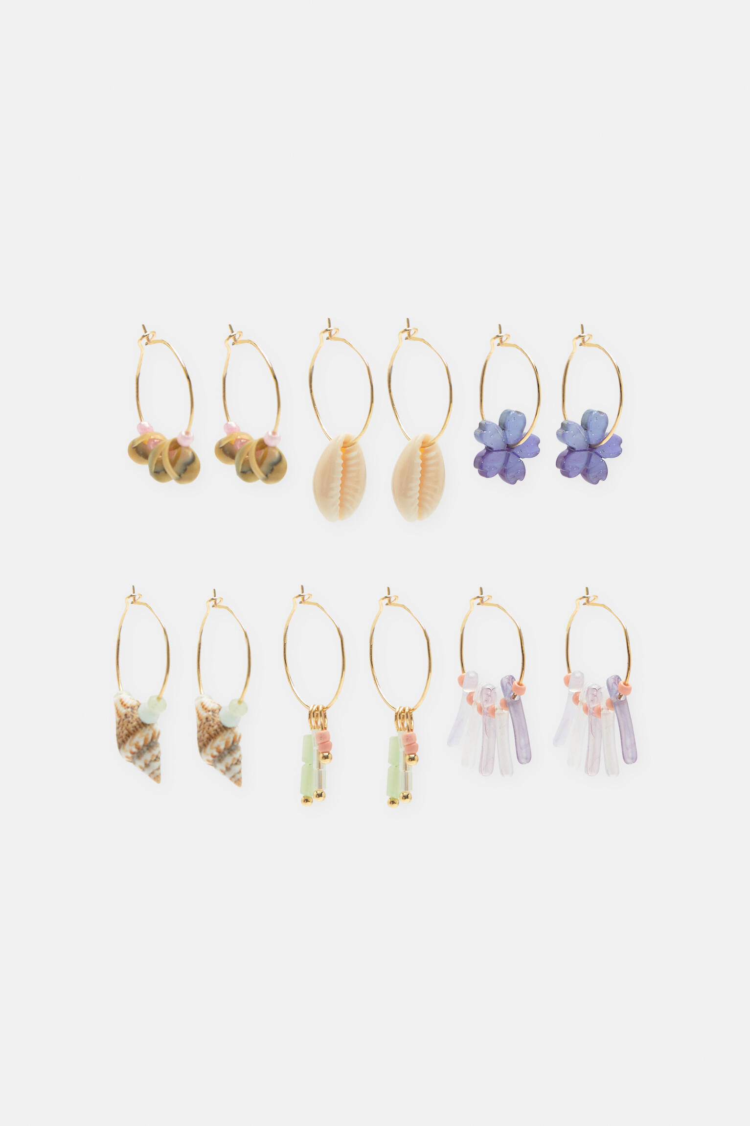 Conjunto de 6 pares de brincos de argola - dourados