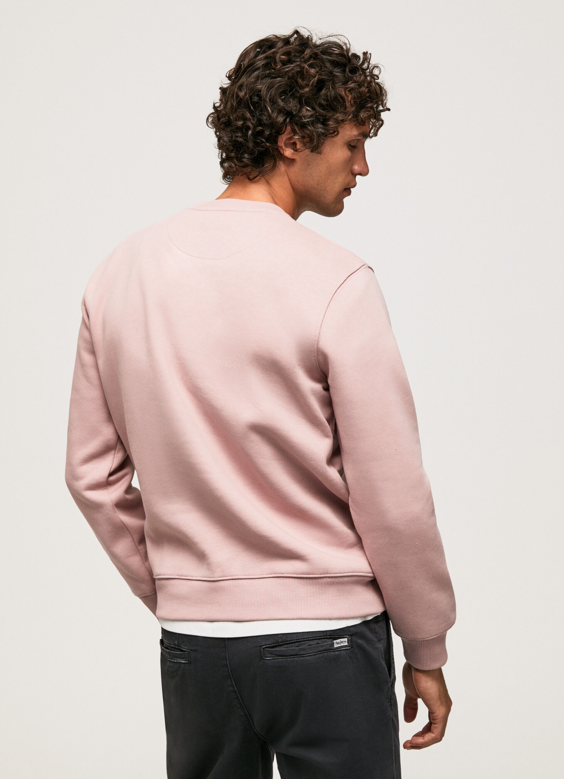 Moletom de algodão com logo bordado - rosa claro
