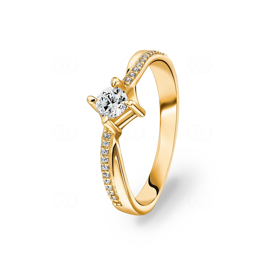 Verlobungsring 750/18 K Gelbgold mit Diamanten 0.31 ct H/si