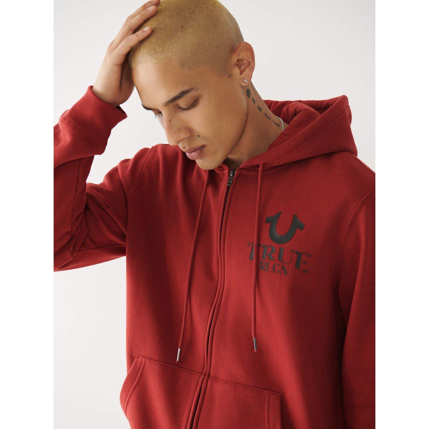 True Religion TR Logo Zipped Hoodie Mens