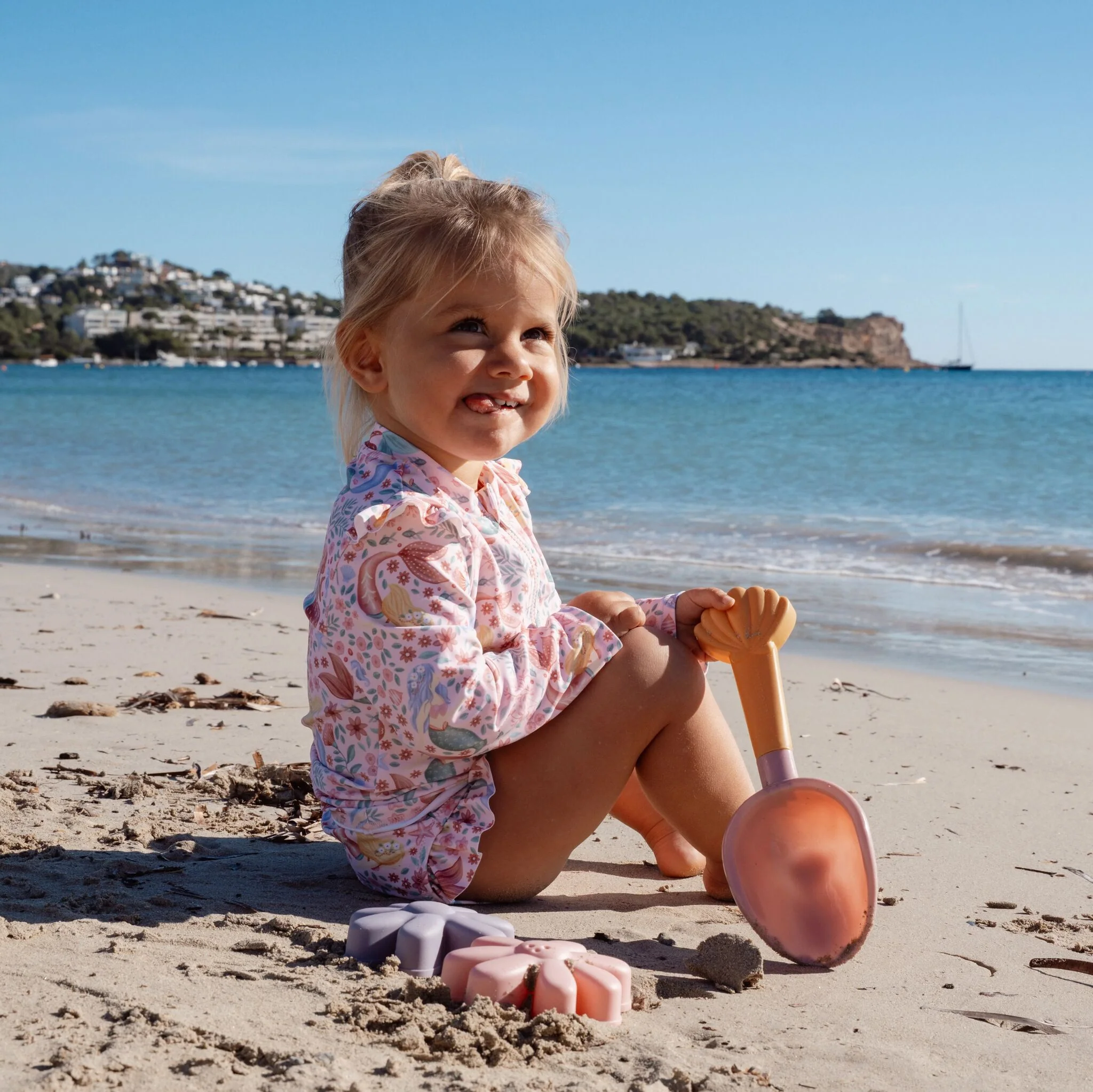 3-delige roze strandset Dreamy Mermaid: schepje & zandvormen, 18m