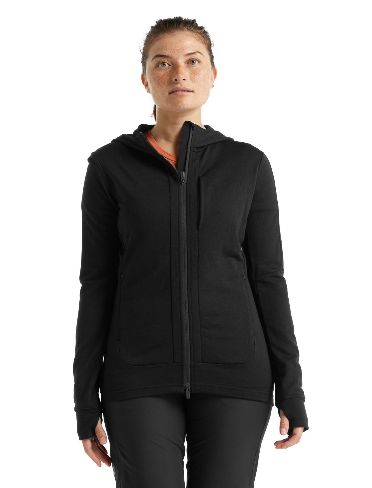 Merino Quantum III LS Zip Hood Dame IB001/Black