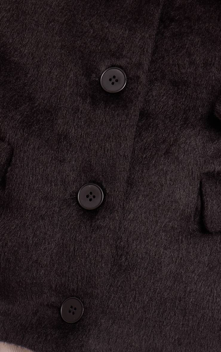 Noir Veste Cintrée En Laine Brossée À Simple Boutonnage