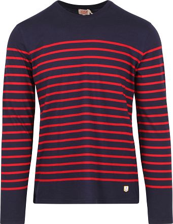 Armor-Lux Port-Louis T-Shirt Strepen Donkerblauw Rood 76497-455 kopen