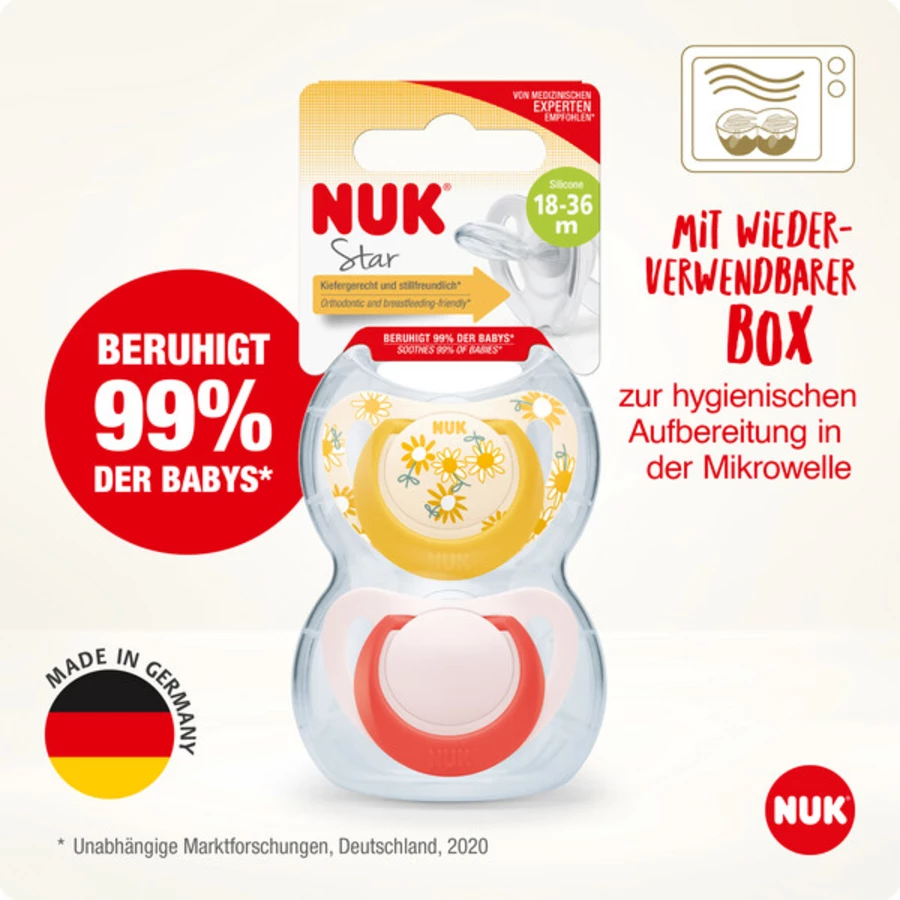 NUK Schnuller Star, Gr. 3 in gelbrot