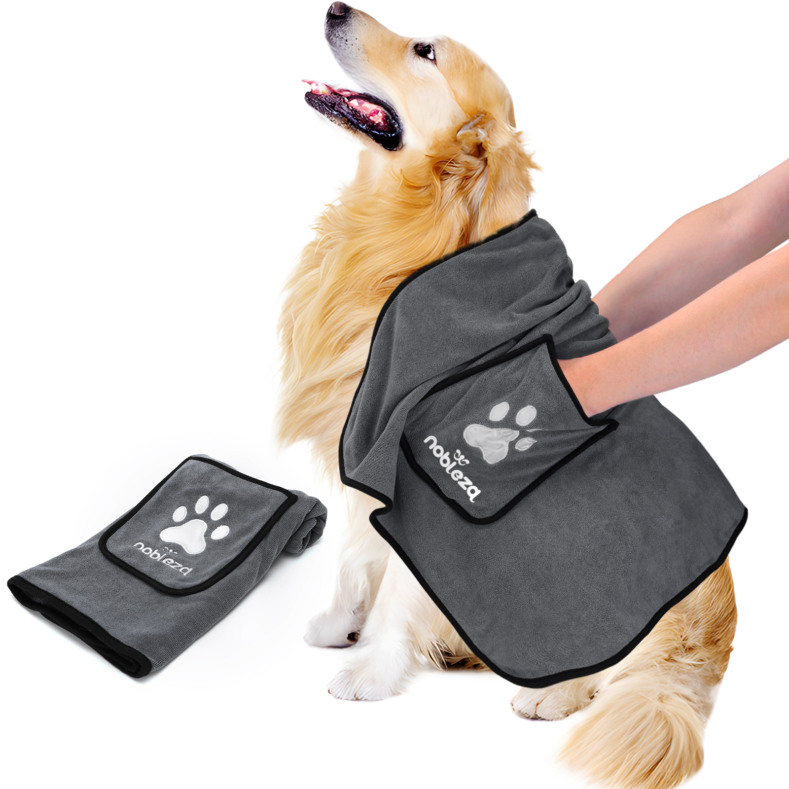 Toalha para cães Nobleza, macia e durável, ultra absorvente, ideal para secar cães de todos os portes.