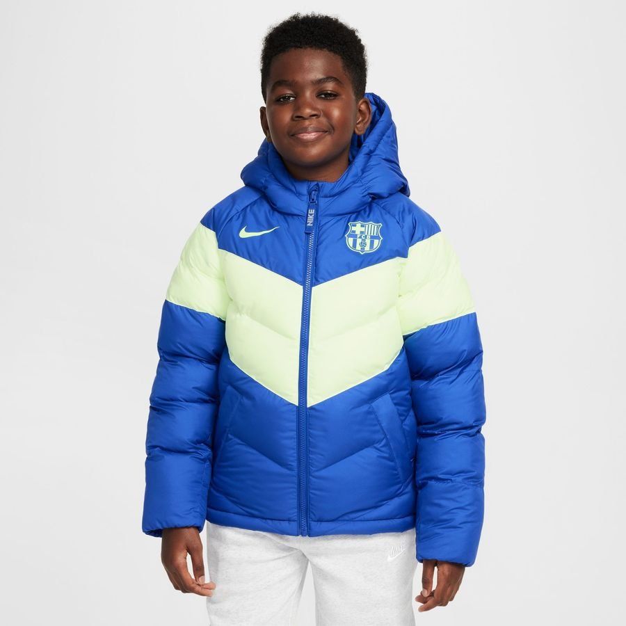FC Barcelone Manteau d'Hiver NSW synthetic-fill 3. - Bleu Royal/Jaune Fluo/Vert Enfant