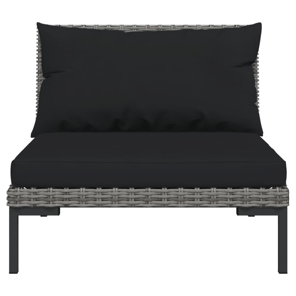 Salon de jardin meuble d'extérieur ensemble de mobilier 9 pièces avec coussins résine tressée gris foncé