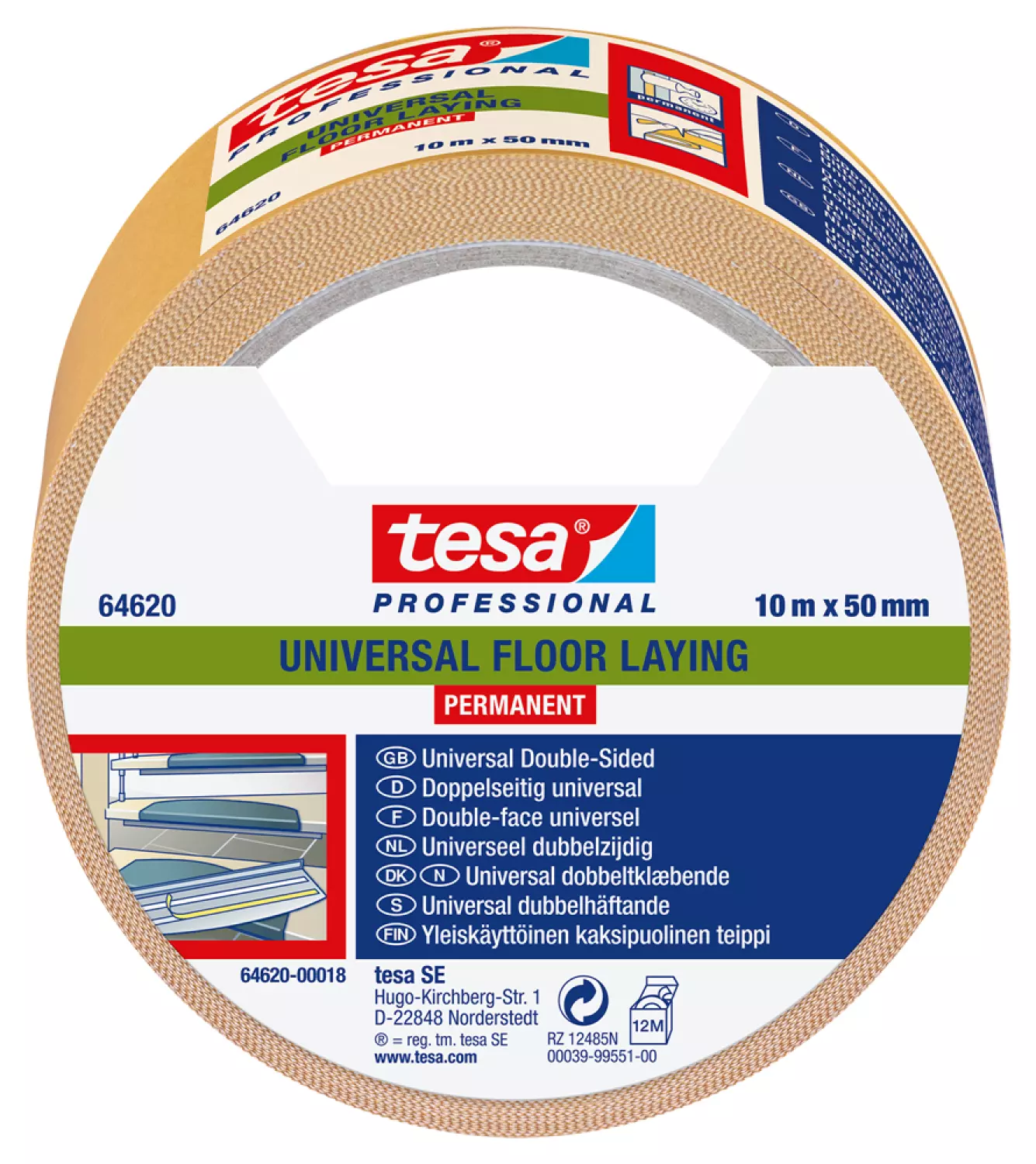 Tesa 64620 Filmtape - Dubbelzijdig - Transparant - 50mm x 10m