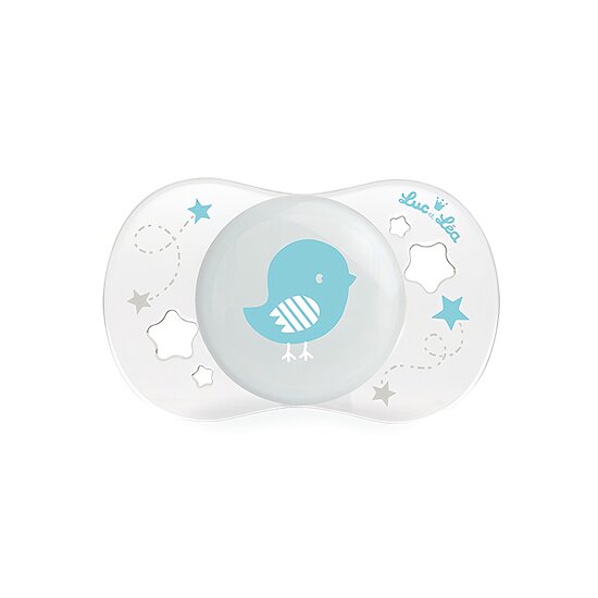 Sucette nouveau-né symétrique en silicone   Bleu        0-2 mois   de               Luc et Léa