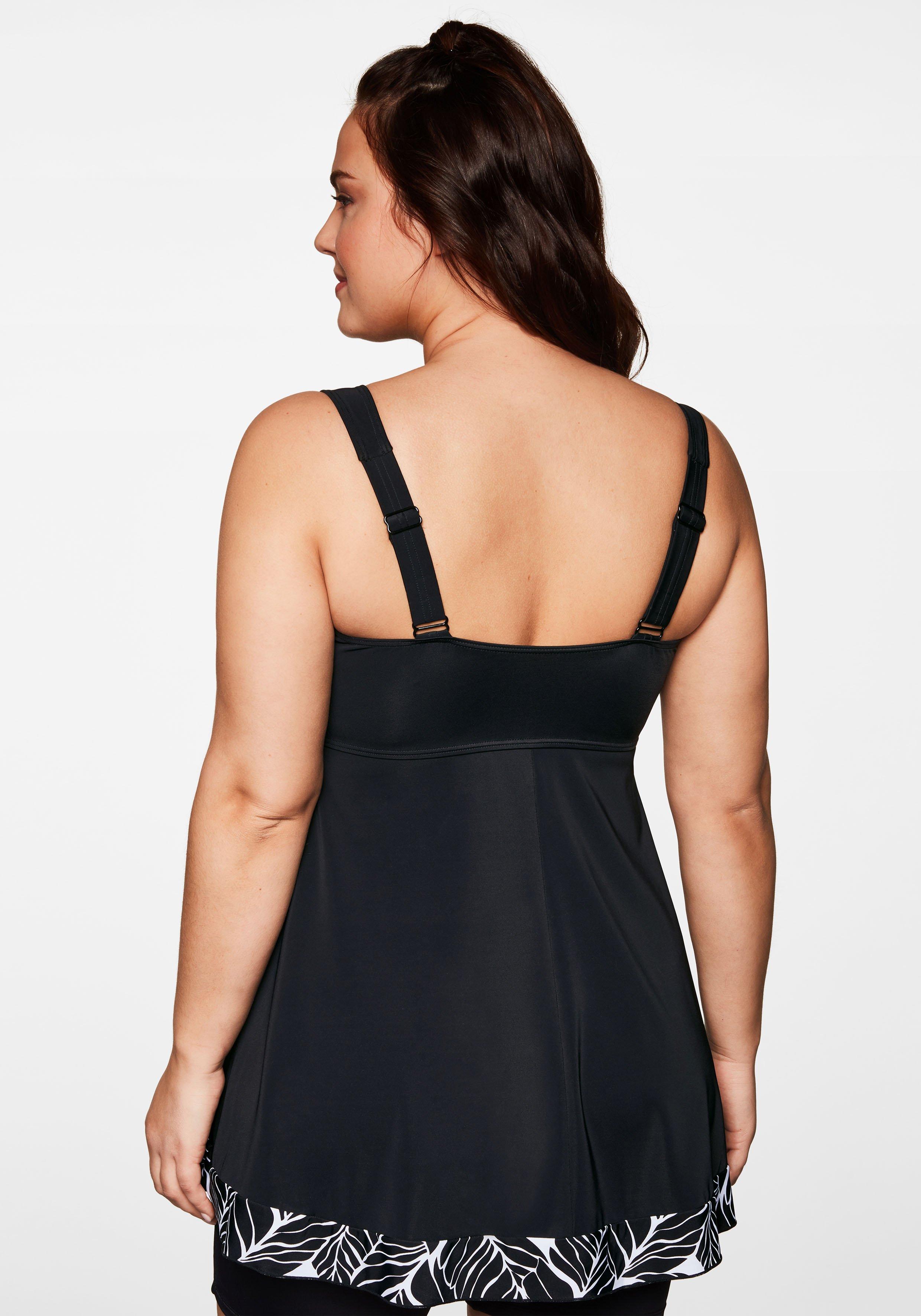 Tankini Top mit V-Ausschnitt, figurumspielend