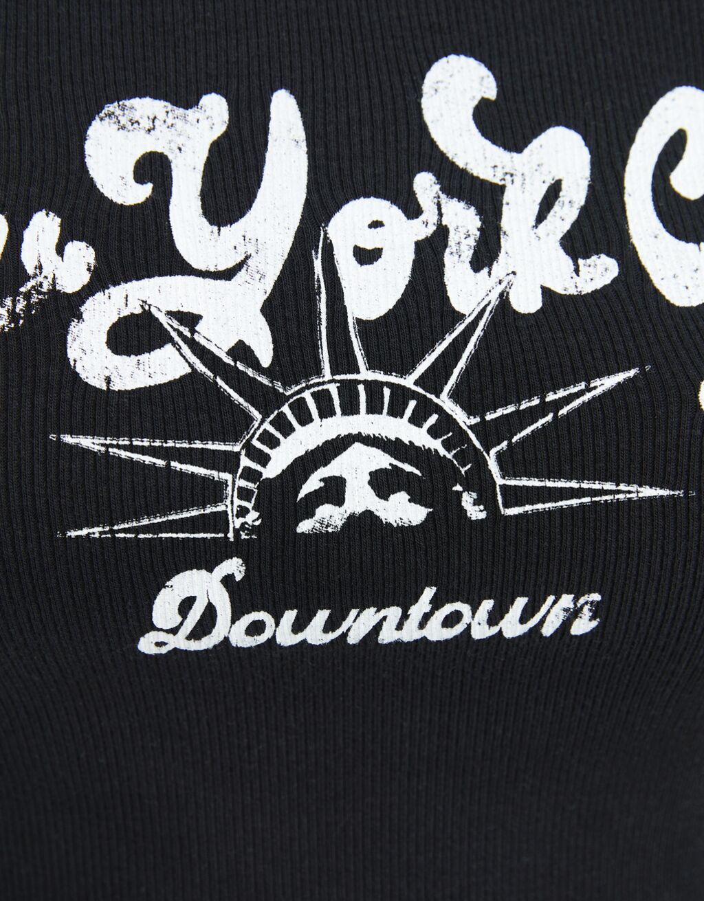 Camiseta de manga comprida canelada estampada
