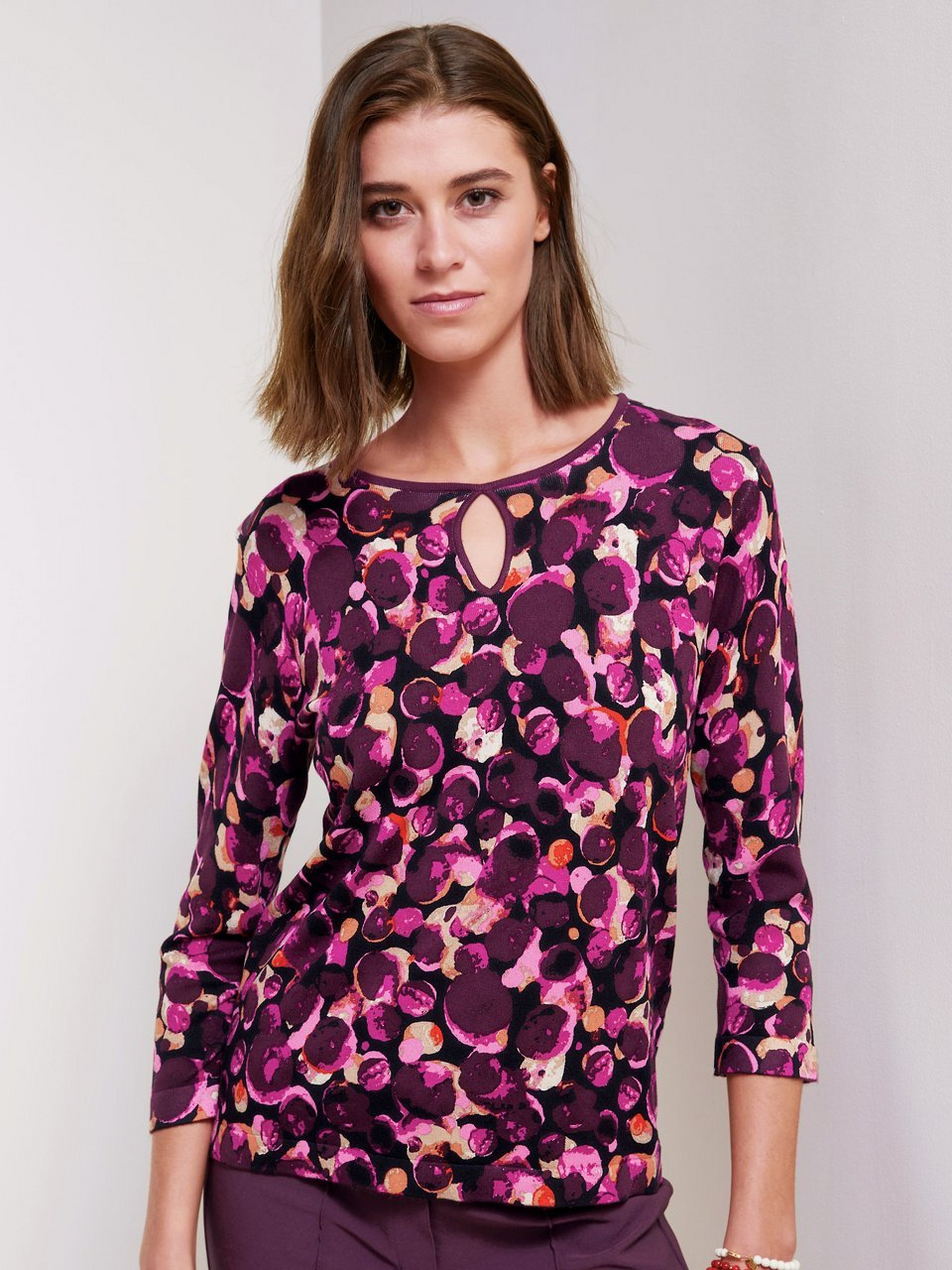 Rundhals-Pullover mit 3/4-Arm