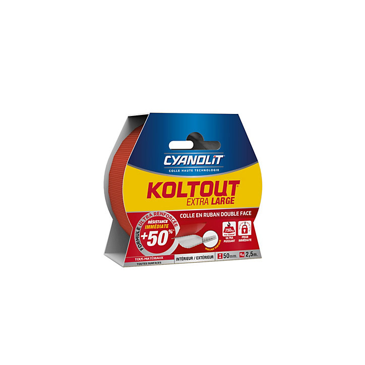 Ruban adhésif double face Cyanolit Koltout Express 48 mm x 18 mm - 10 pièces