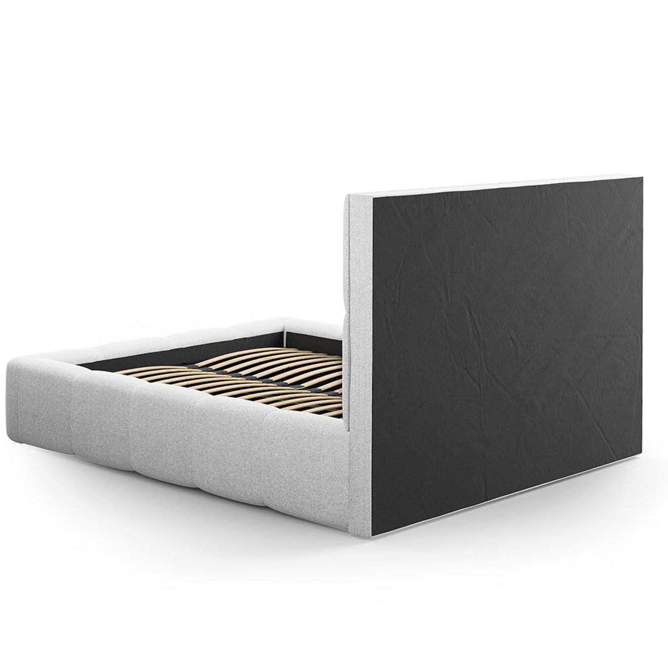 Maison Héritage Lit avec coffre de rangement Isa gris clair froid - 230x205x125 cm