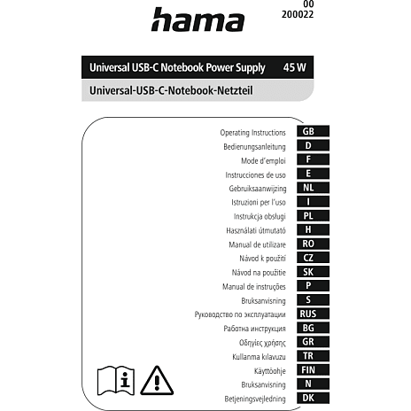 Hama USB-C universal strømforsyning 45W- 1,2 meter