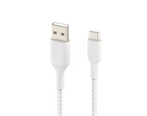 (1m) Boost Charge USB A auf USB C Ladekabel Nylon Datenkabel (CAB002BT1MWH) - Weiss