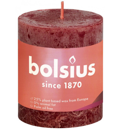Bolsius Rustiekkaars Shine 80/68 Velvet Red (1 stuk)