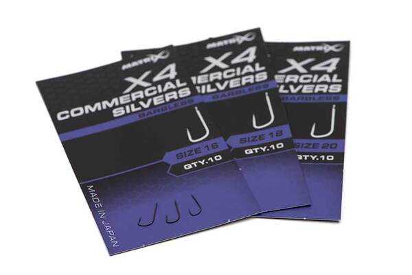Matrix X4 Commercial Silvers Hameçons Poissons Blancs sans Ardillon (10 Pièces)