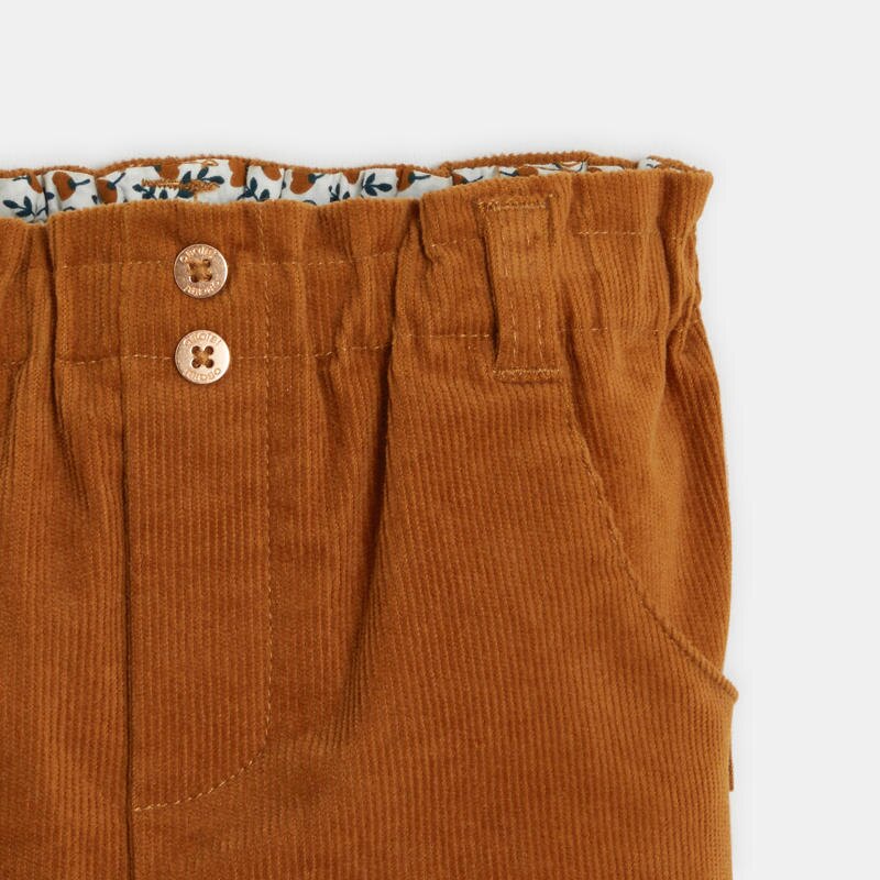 Pantalon paperbag velours côtelé marron bébé fille Marron