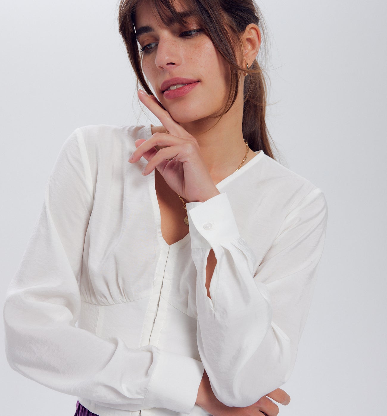 Chemisier court Femme - Ecru
