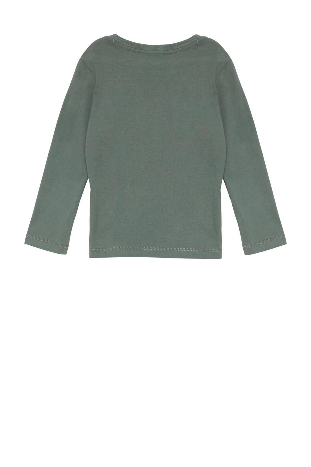 s.Oliver longsleeve Snoopy met printopdruk grijsgroen