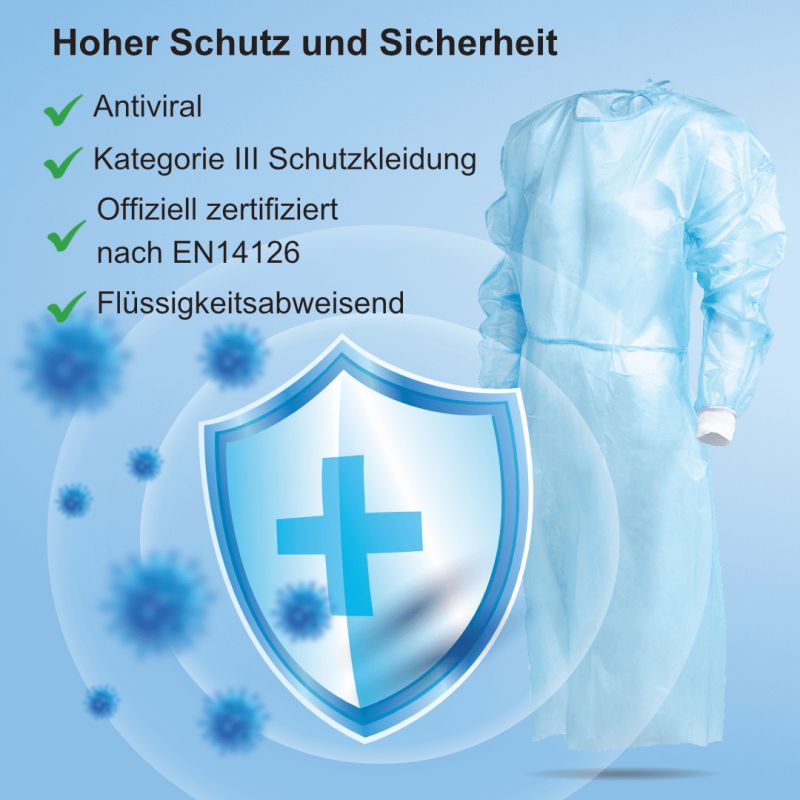 IEA Medical Schutzkittel Einweg L (10er Set), Schutzanzug, OP Kittel, Arztkittel, overall, EN 14126