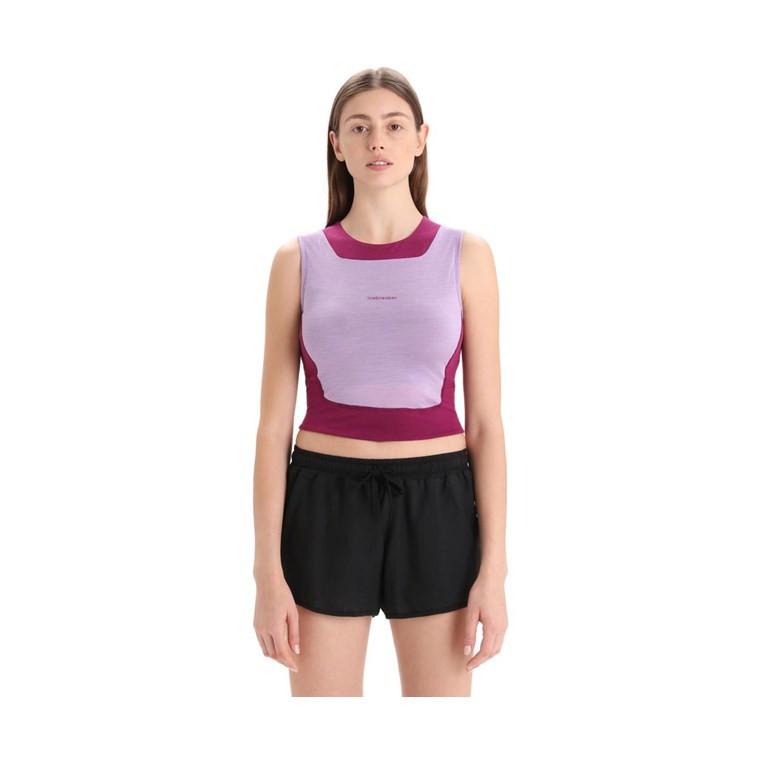 Icebreaker ZoneKnit Cropped Bra-Tank Women Purple Gaze/Go Berry