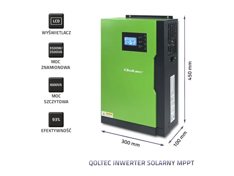 [OUTLET] - Qoltec 53886 Hybrid Solar Inverter Off-Grid 3,5kW | 100A | 24V | MPPT | Sinus