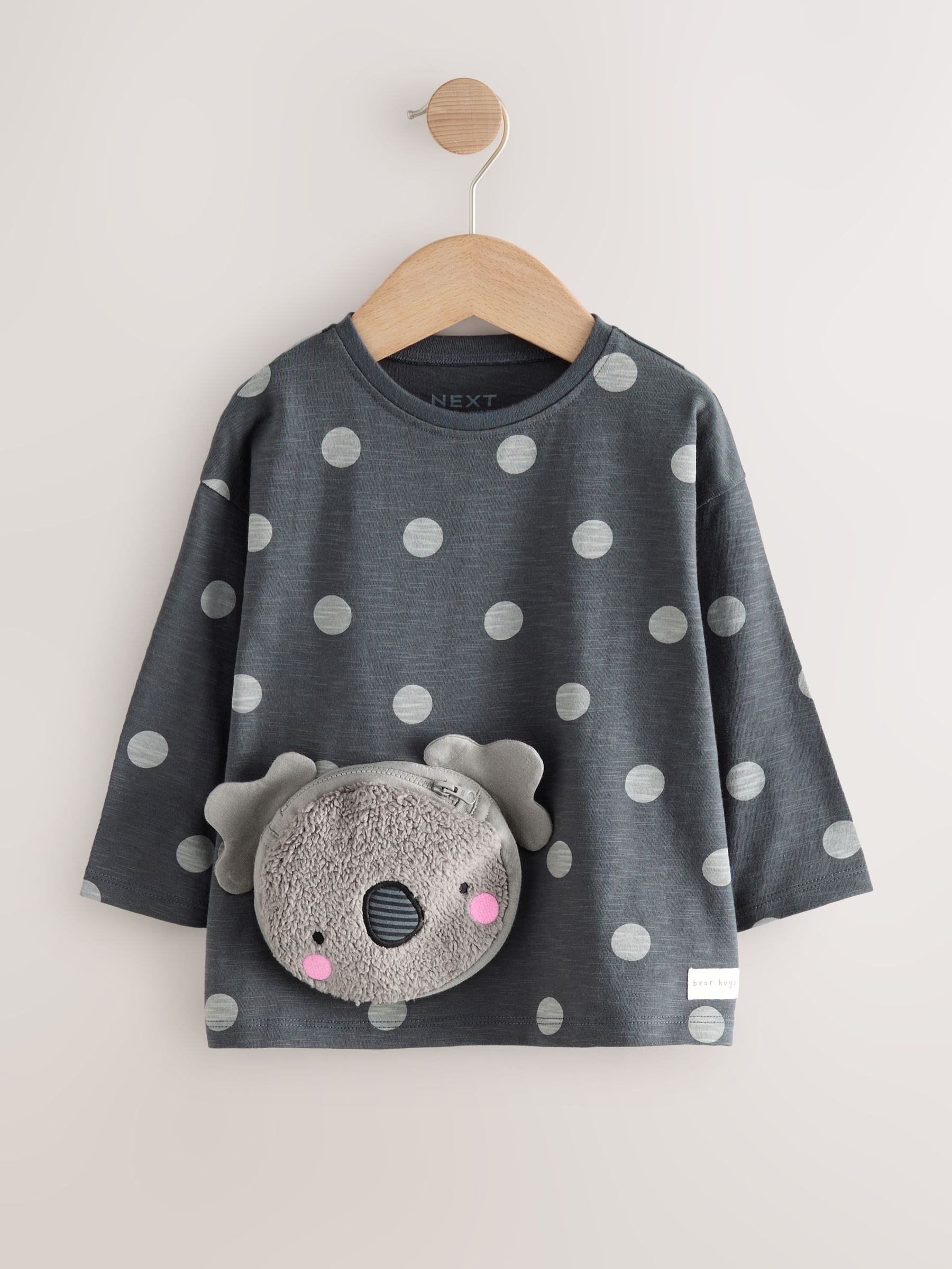 Antracietgrijze koala - T-shirt met lange mouwen en tas (9 mnd-7 jr)