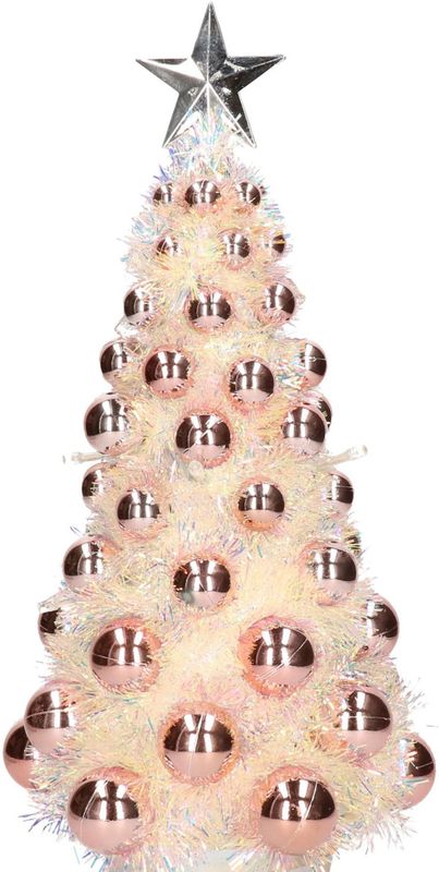 Complete kunstkerstboom met lichtjes en ballen zalmroze - Kerstversiering - Kerstbomen - Kerstaccessoires - Kerstverlichting