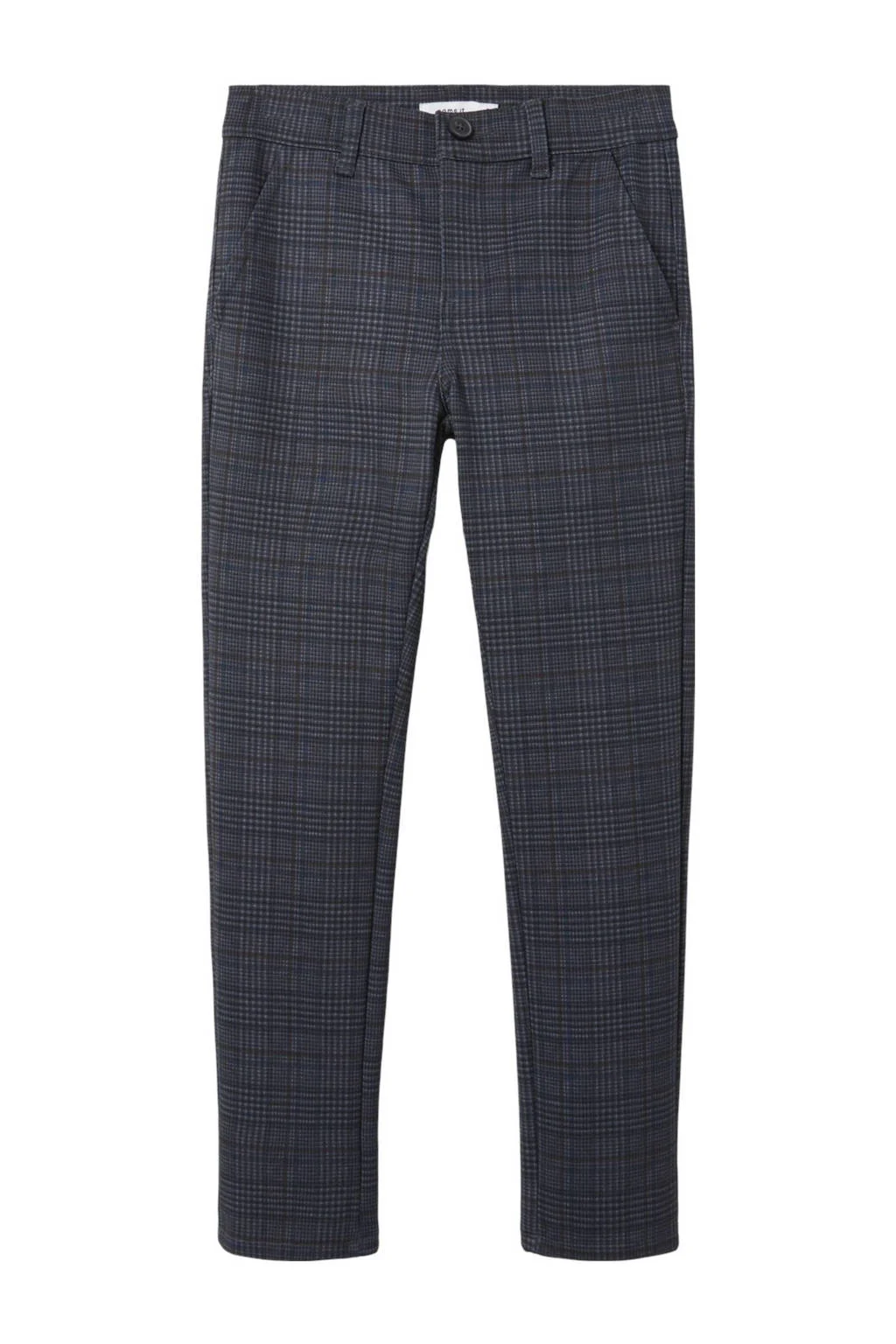 NAME IT geruite slim fit broek NKMSILAS antraciet