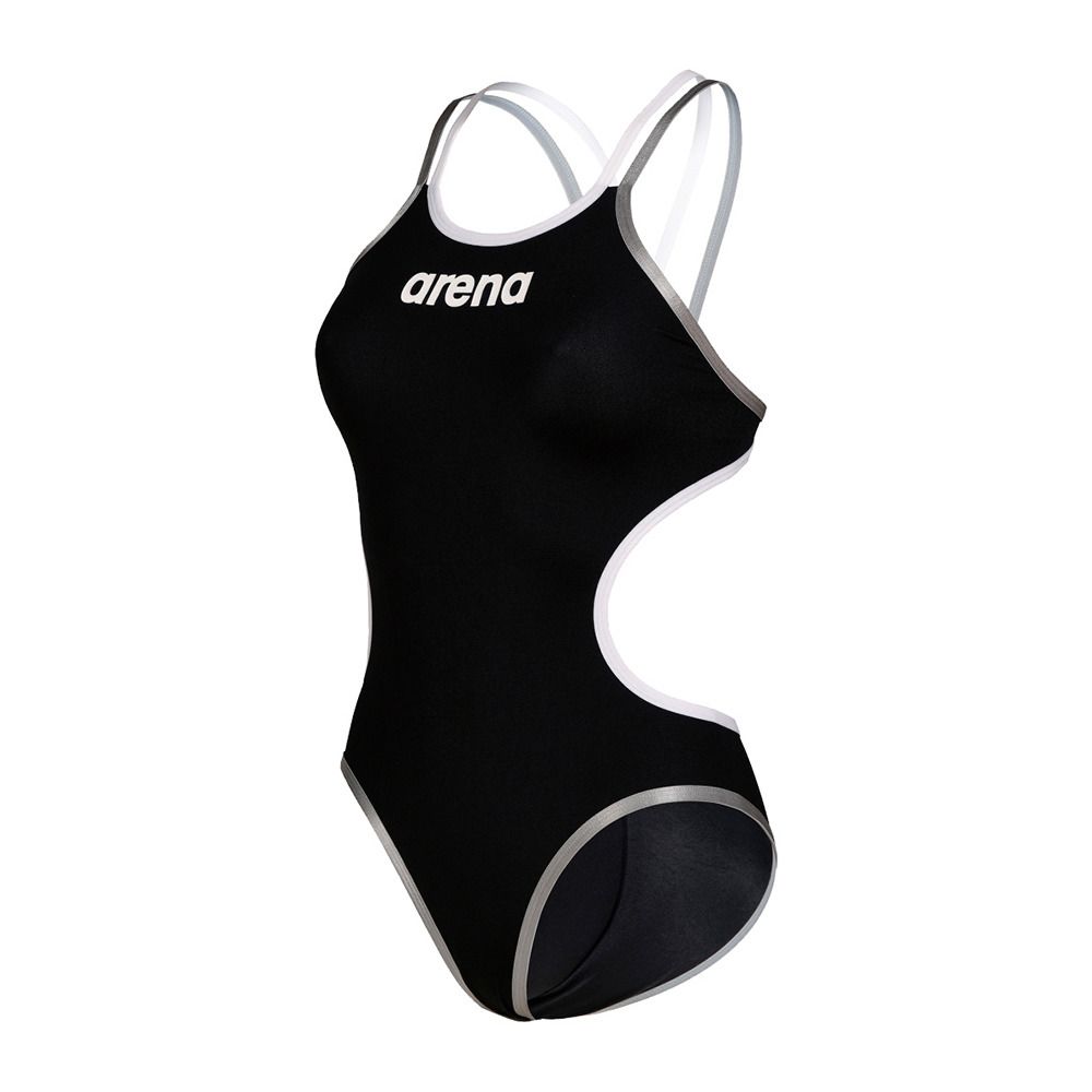 Arena ONE DOUBLE CROSS BACK - Maillot de bain 1 pièce Femme black/white/silver
