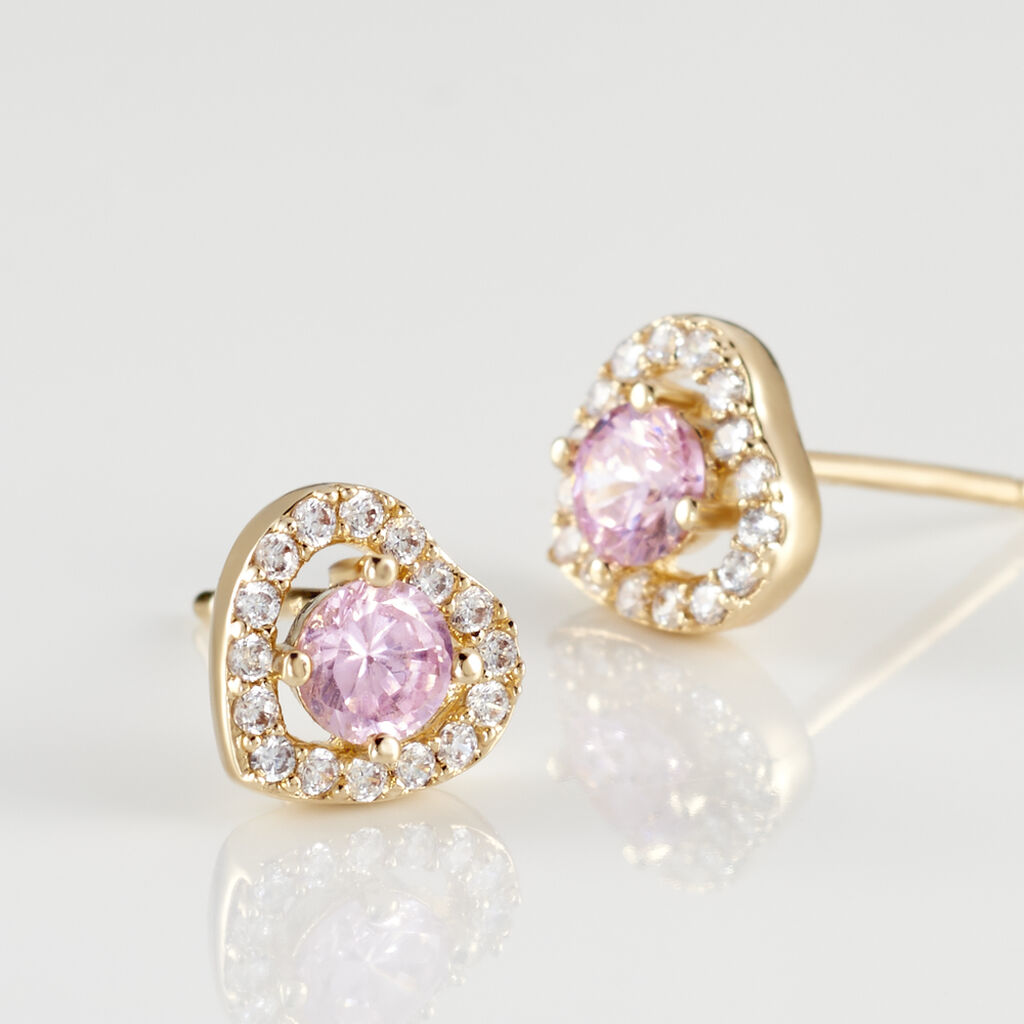 Boucles D'oreilles Puces Plaqué Or Jaune Alais Oxyde De Zirconium
