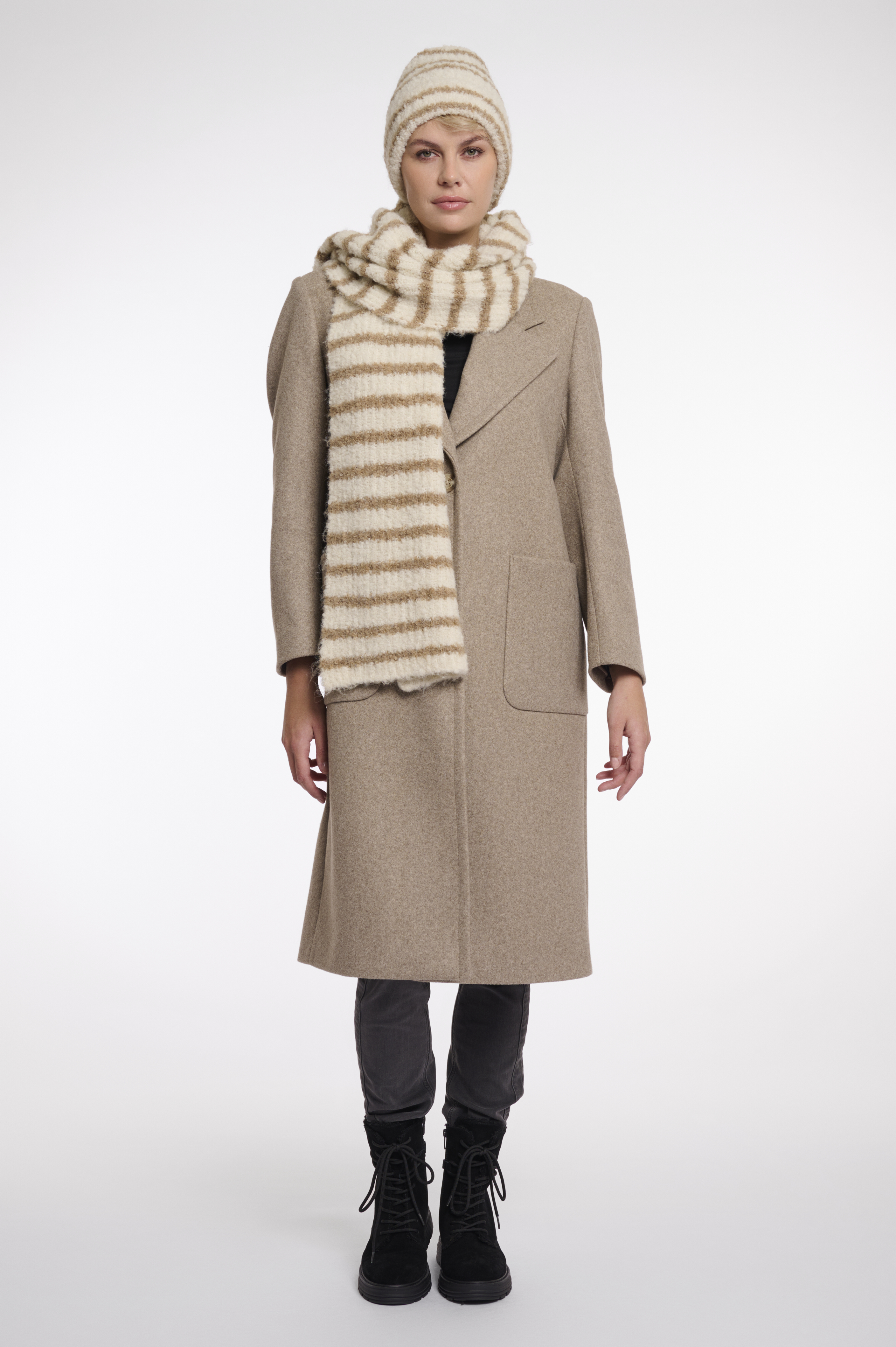 Rino & Pelle - Koos Striped Scarf - Snow White/Brew