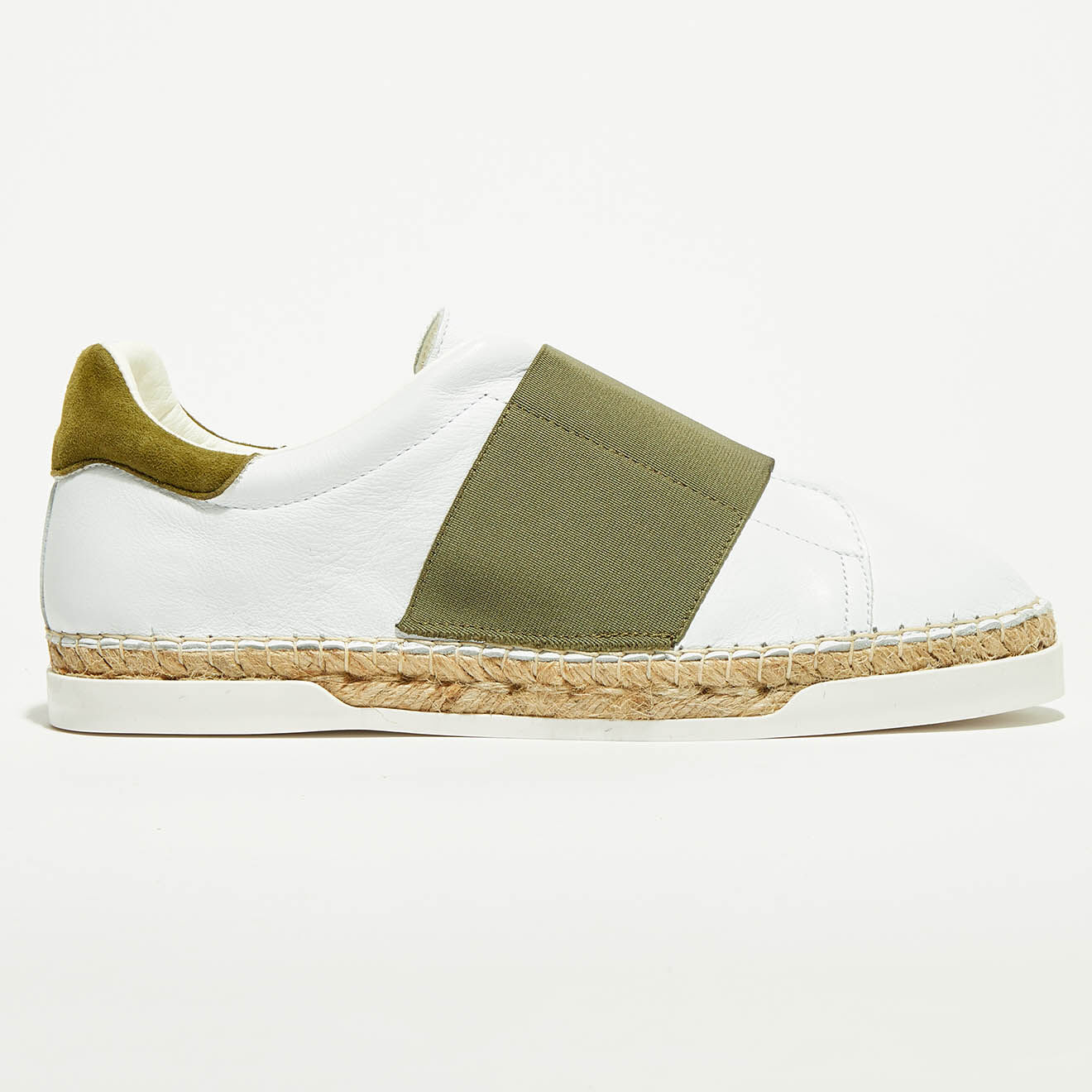Canal Saint Martin Baskets espadrilles en Cuir Lancry blanc/kaki