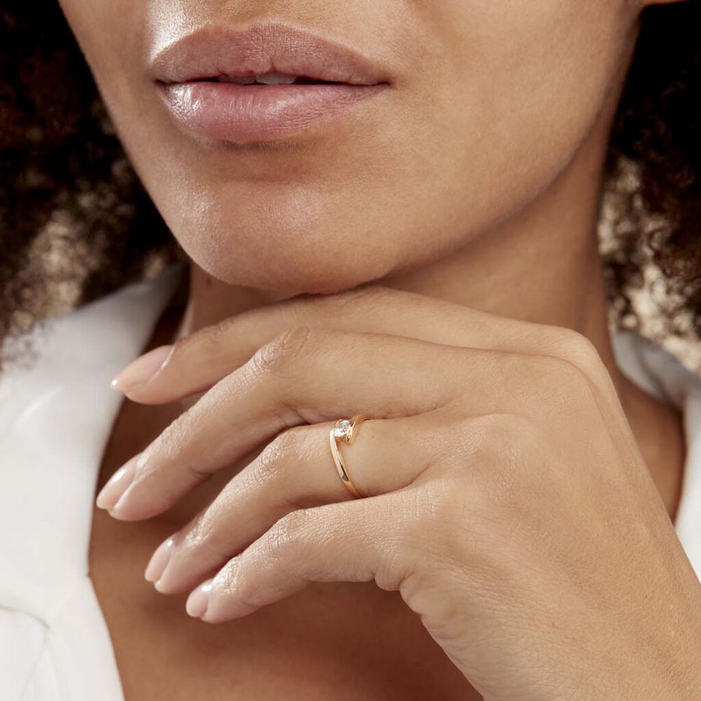 Bague Solitaire Camilia Or Jaune Oxyde De Zirconium