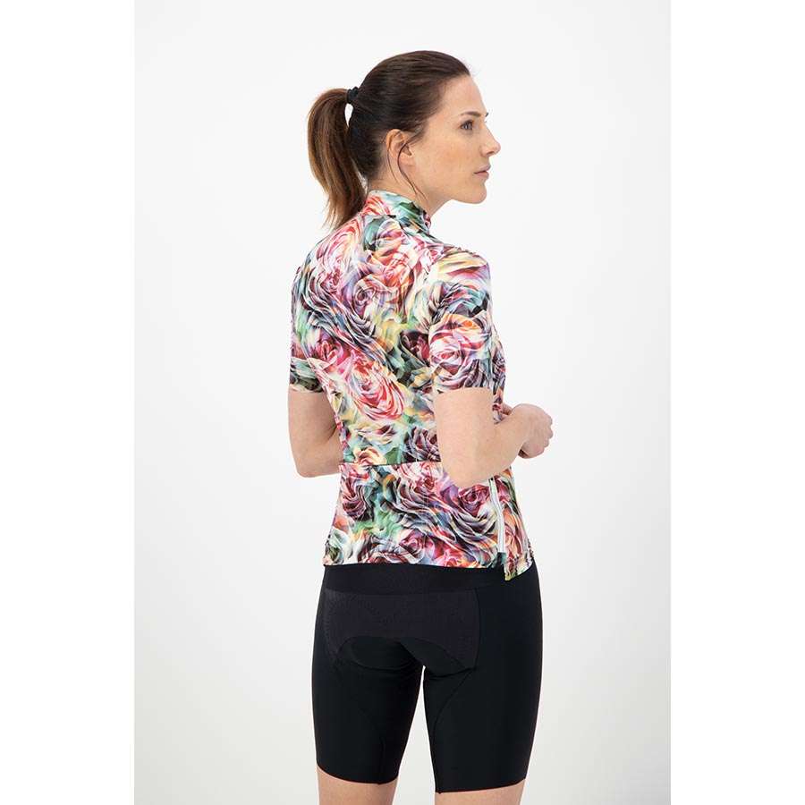 Q36.5 L1 Fietsshirt Korte Mouwen Roze Rozen Dames