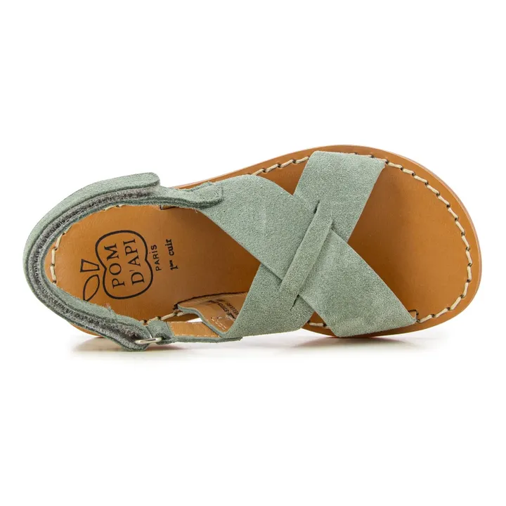 Pom d'Api Sandales Plage-Stitch Cross | Gris