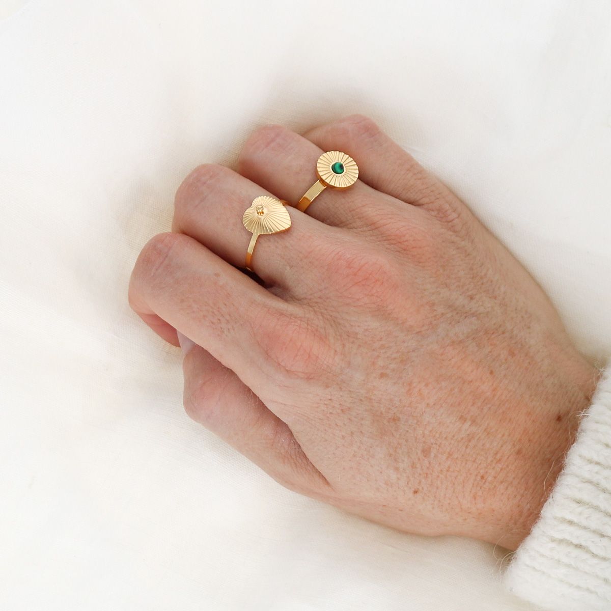 Bague Soleil Acier Doré Les Cleias Paris