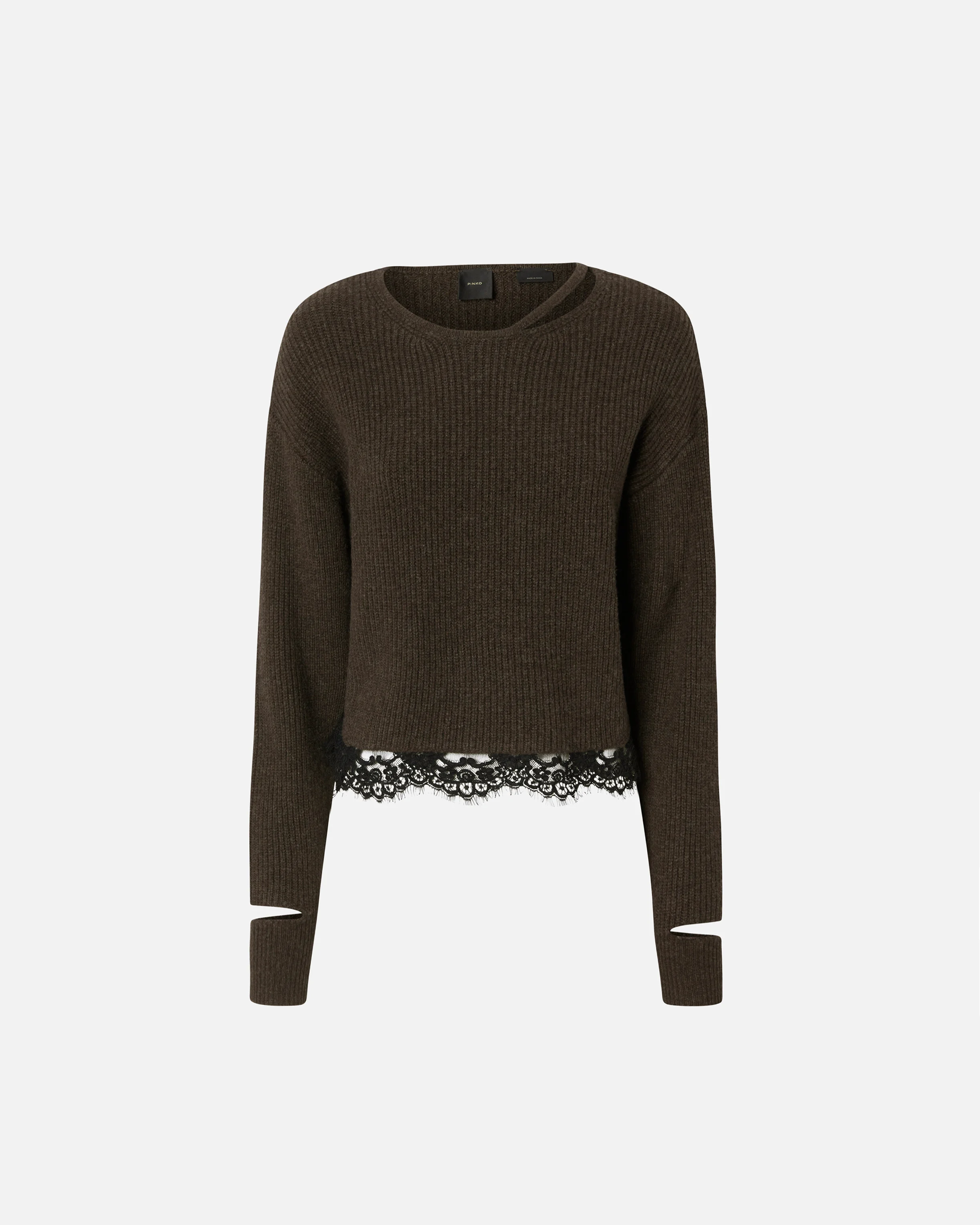 Pull en côtes avec base | Marron