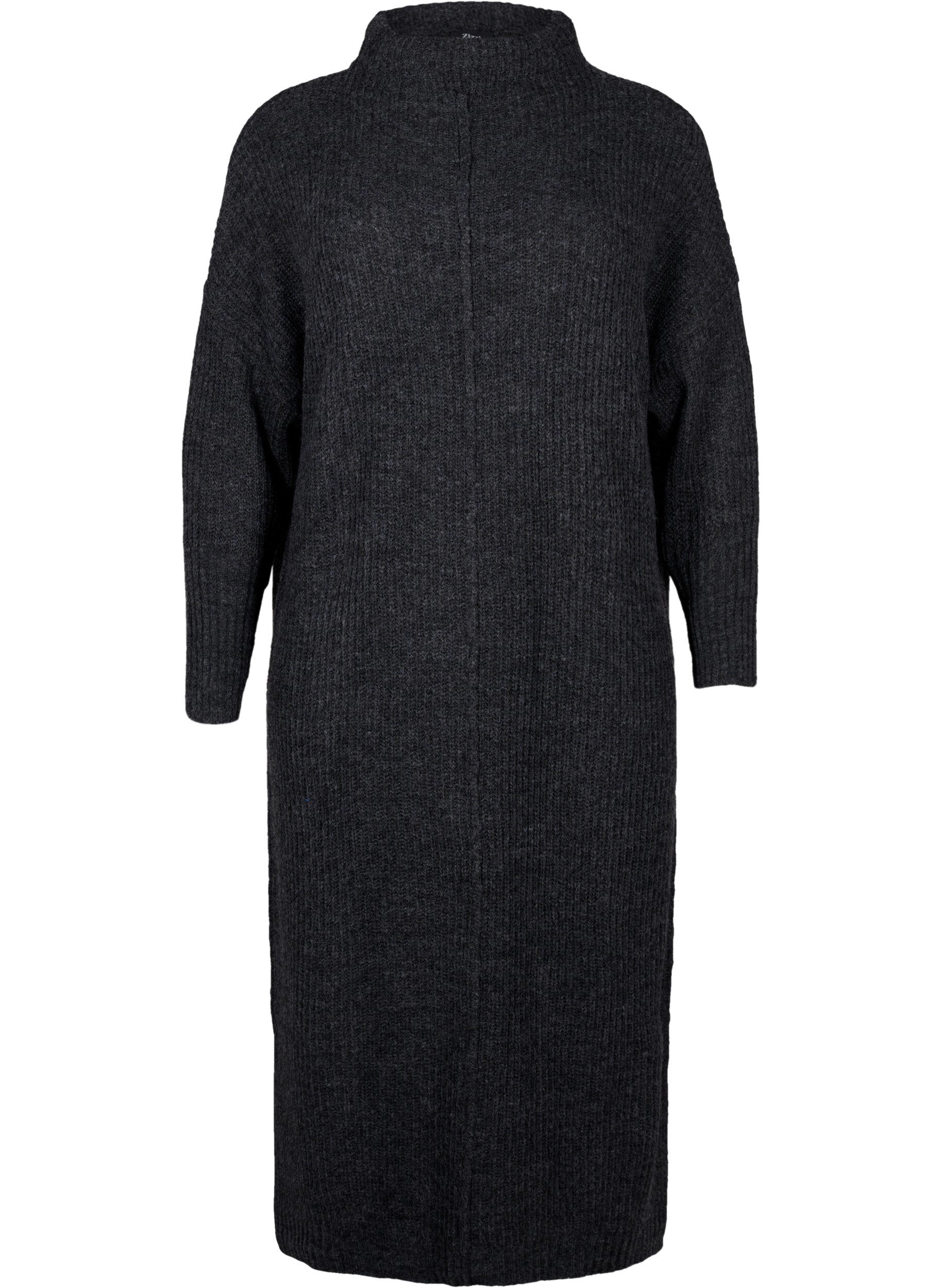 Lang oversize strikkjole med slids