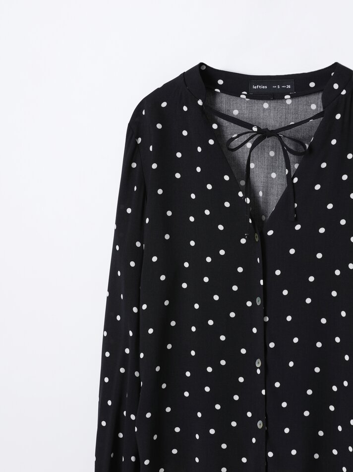 Camisa de manga comprida com gravata - Preto Mesclado