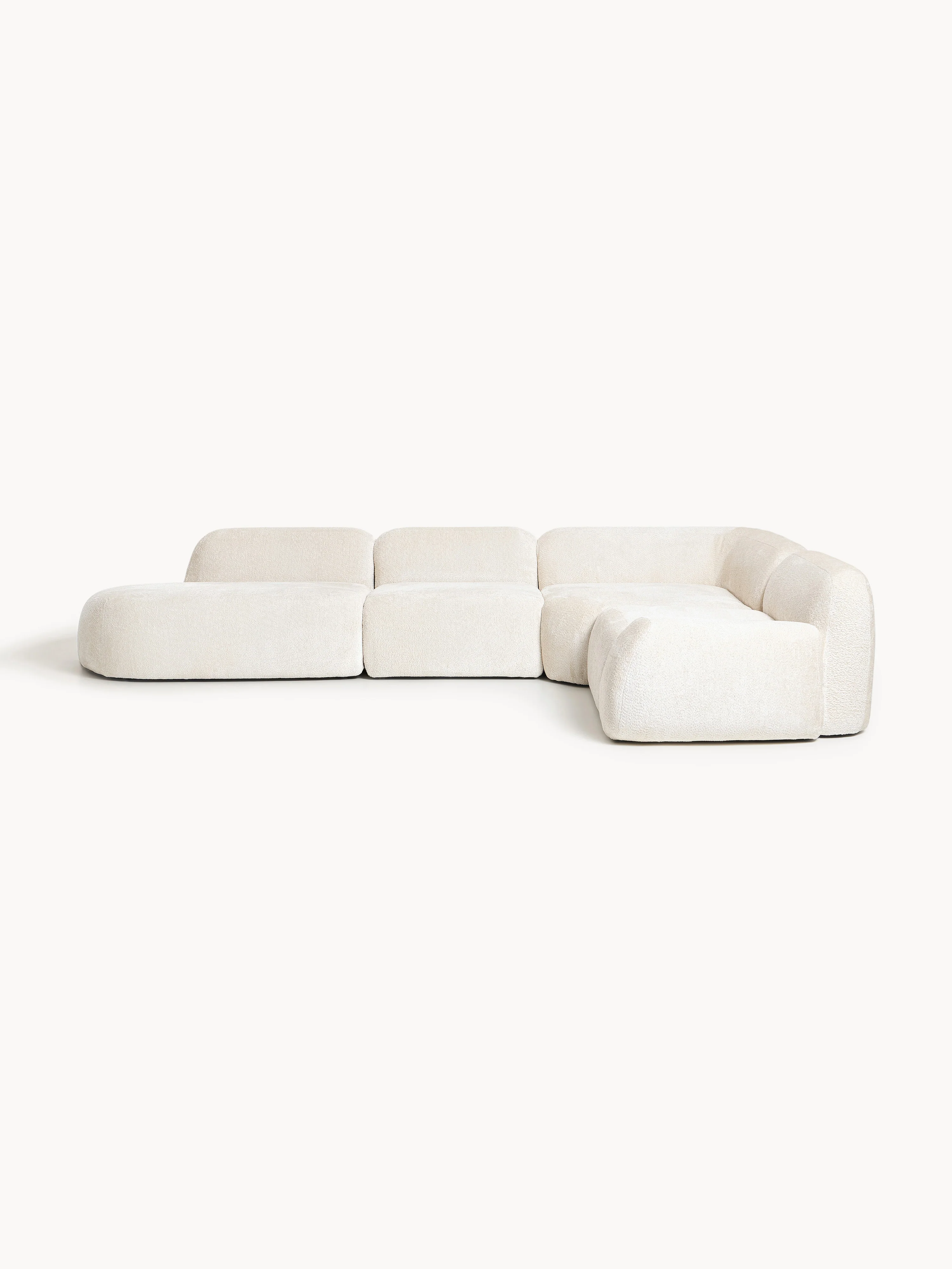 XL modulaire teddy bouclé hoekbank Wolke (4-zits) met chaise longue