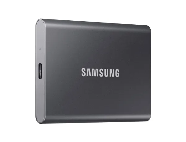 Samsung T7 MU-PC2T0T - SSD - krypteret - 2 TB - ekstern (bærbar) - USB 3.2 Gen 2 (USB-C stikforbindelse) - 256-bit AES - titan grå