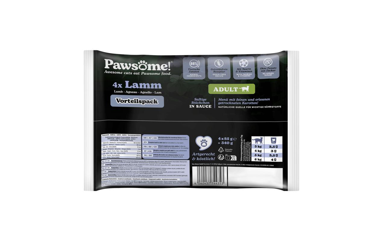 Cat Superfood Adult Lamm 4 x 85 gAlleinfuttermittel für ausgewachsene Katzen