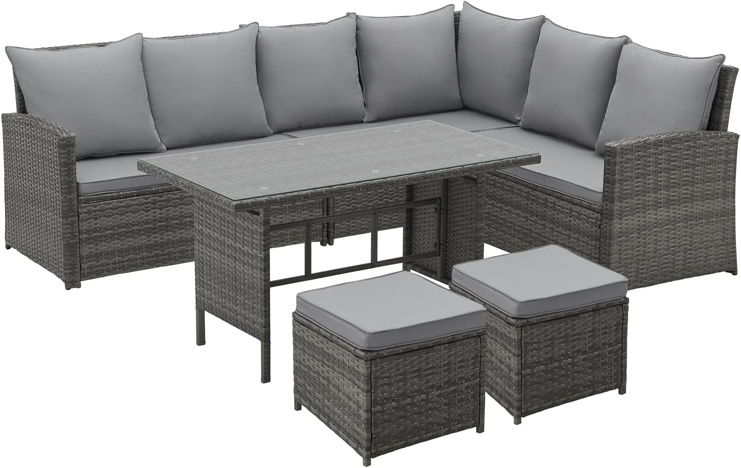 SVITA Monroe Garten-Lounge Set Polyrattan Lounge-Möbel Sitzgruppe Grau