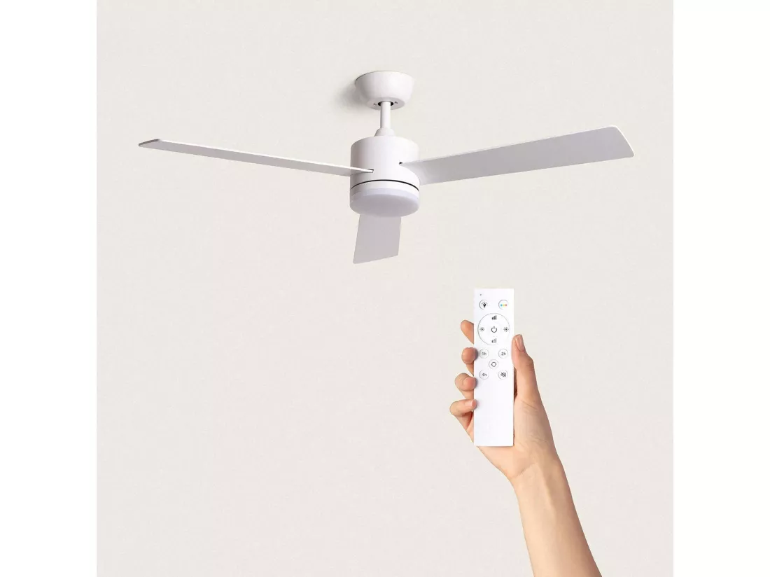 Ventilateur de Plafond Silencieux Fleves 132cm Motor DC Bois clair Télécommande Avec lumière Non Blanc