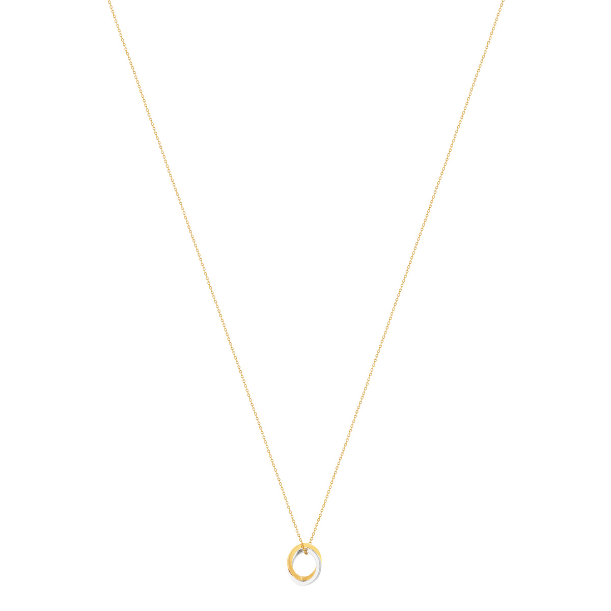 Collier or 375 2 tons anneaux entrelacés 42 cm