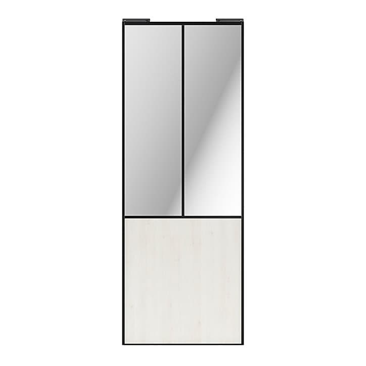 Porte de placard coulissante atelier bois nordique profil noir GoodHome Arius H. 248,5 x L. 91.2 cm + amortisseurs